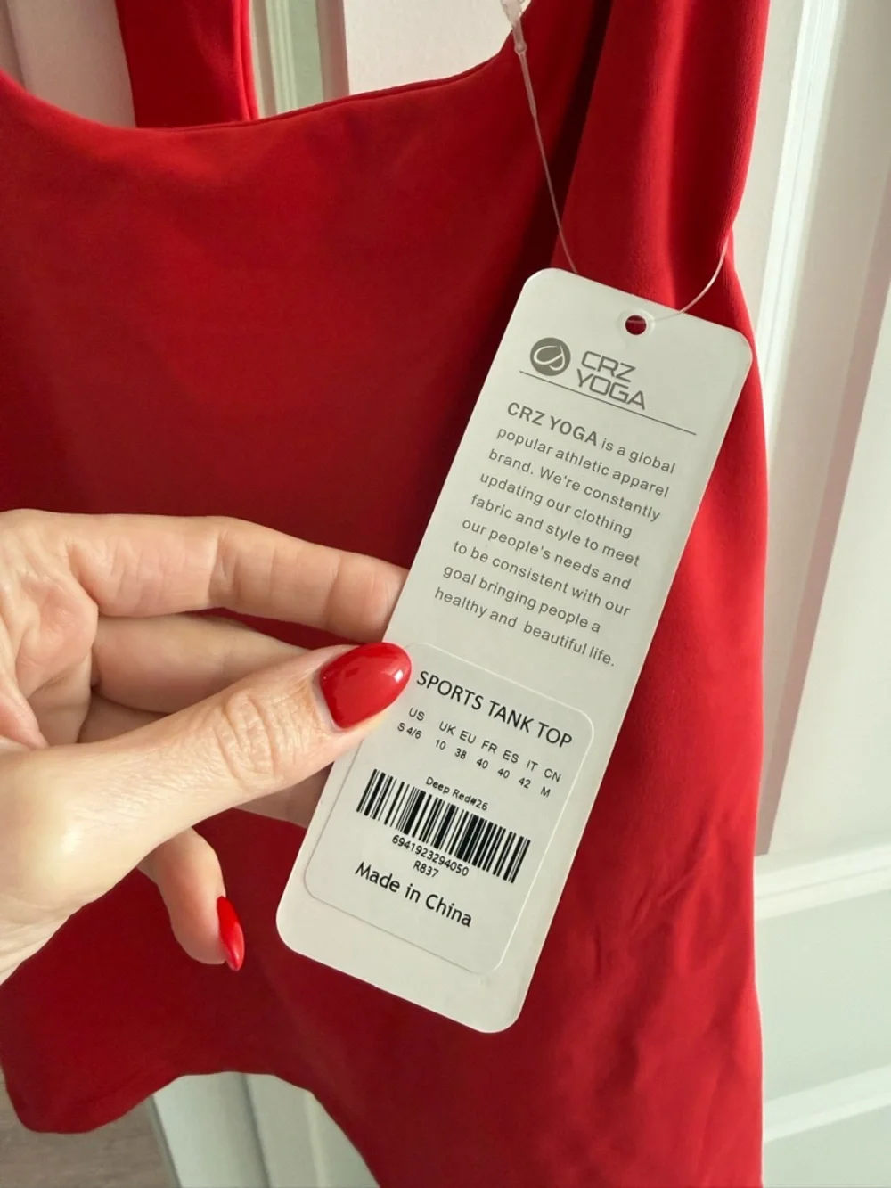 NWT CRZ YOGA Red Square Neck Tank Top